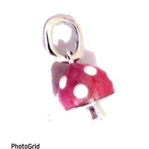 Sterling Silver Pandora Style Mushroom Dangle Charm